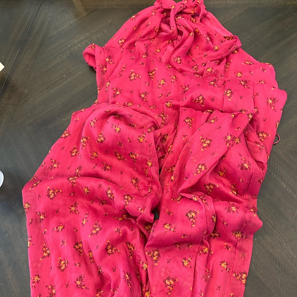 Free People Bright Fuchsia Halter Wide-Leg Jumpsuit - Picture 9 of 14